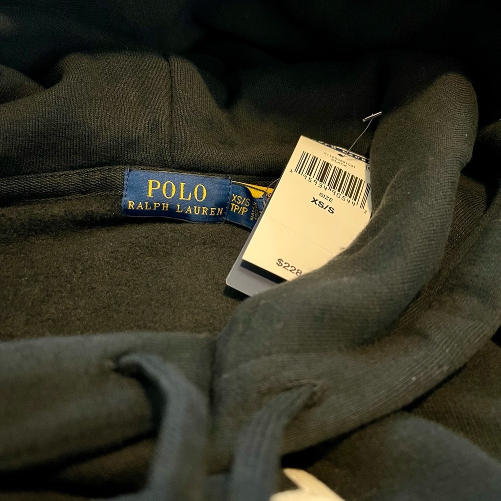 Polo Ralph Lauren Big Pony Chenille Hoodie Black XS/S NWT ($228) - Picture 11 of 14